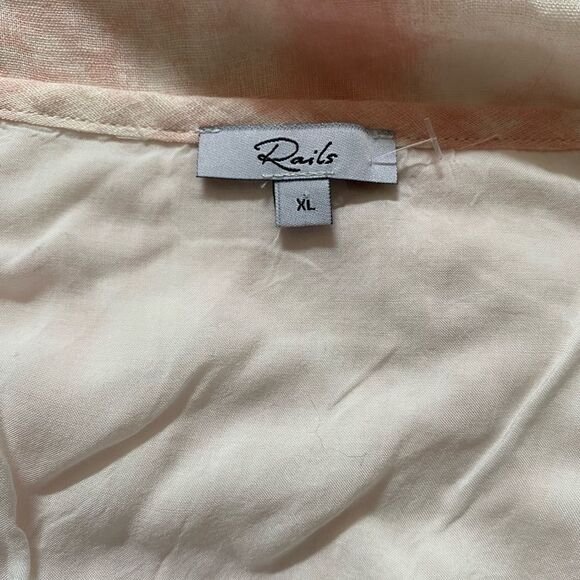 Rails Delilah Spaghetti Strap Linen Midi Dress Peach Pink Tie Dye Extra Large - Picture 7 of 7